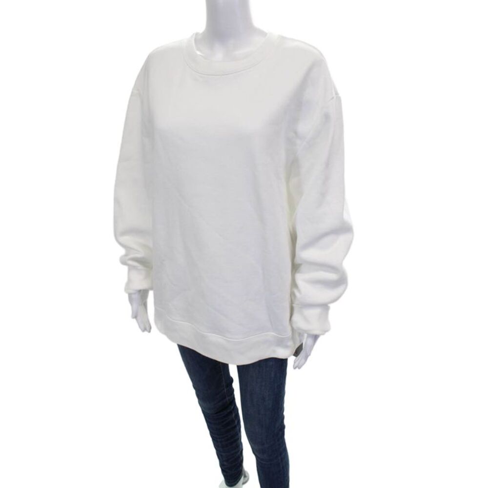 Vince Womens Pullover Sweatshirt Cotton Crew Neck Long Sleeve White Size L - Picture 2 of 6